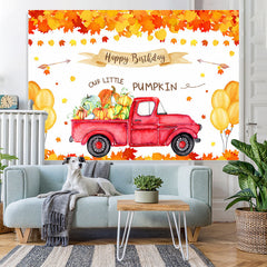 Lofaris Balloon Yellow Leaves Car Happy Birthday Our Little Pumpkin Backdrop