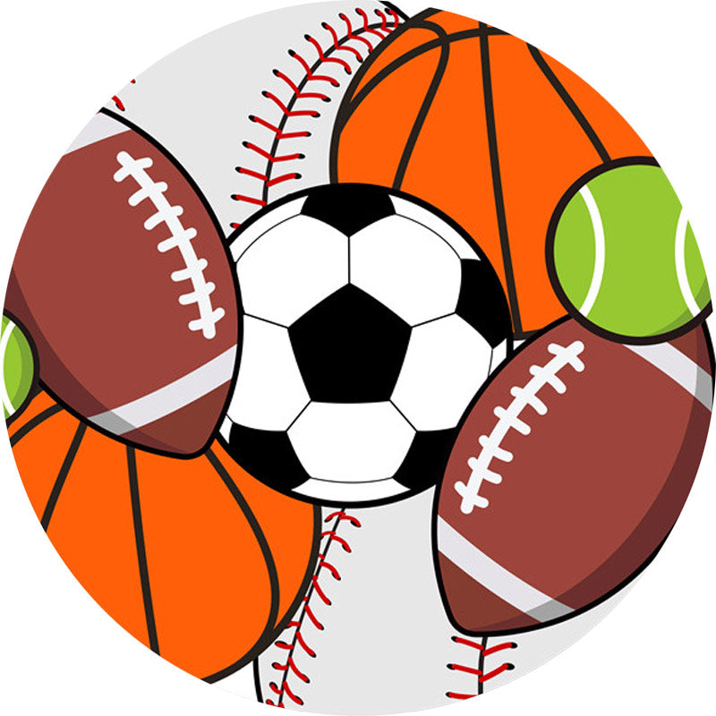 Lofaris Balls Sport Theme Round Birthday Backdrop Kit For Boy