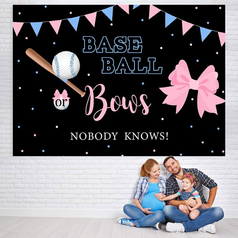 Lofaris Baseball or Bows Gender Reveal Baby Shower Backdrop