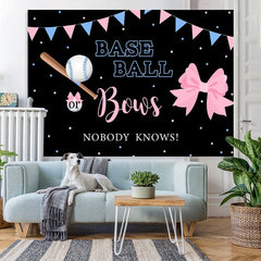 Lofaris Baseball or Bows Gender Reveal Baby Shower Backdrop
