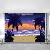 Lofaris Beach Tree Sunset Cartoon Summer Backdrop for Party