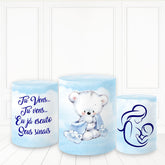 Lofaris Bear Blue Color Theme Plinth Cover Mom And Baby Pillar Wrap