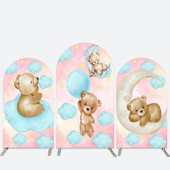 Lofaris Bear Cloud Pink Space Birthday Party Arch Backdrop Kit