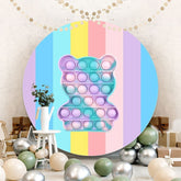 Lofaris Bear Pop It Toy Rainbow Round Backdrops for Party