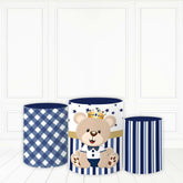 Lofaris Bear Prince Theme Plinth Cover Blue And White Cylinder