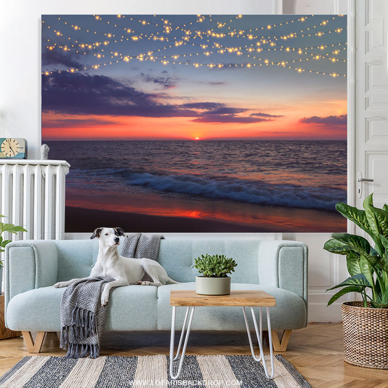 Lofaris Beautiful Summer Sunset Beach Scene Birthday Backdrop