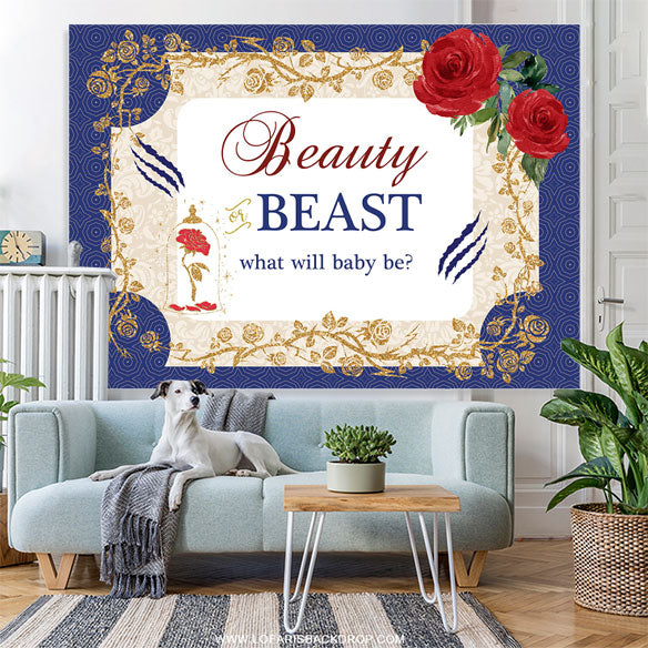 Lofaris Beauty Or Beat Will Be Gold Floral Baby Shower Backdrop