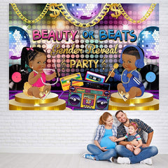 Lofaris Beauty or Beats Party Backdrop for Baby Shower