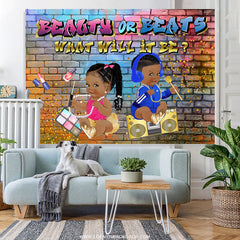 Lofaris Beauty Or Beats What Will It Be Baby Shower Backdrop