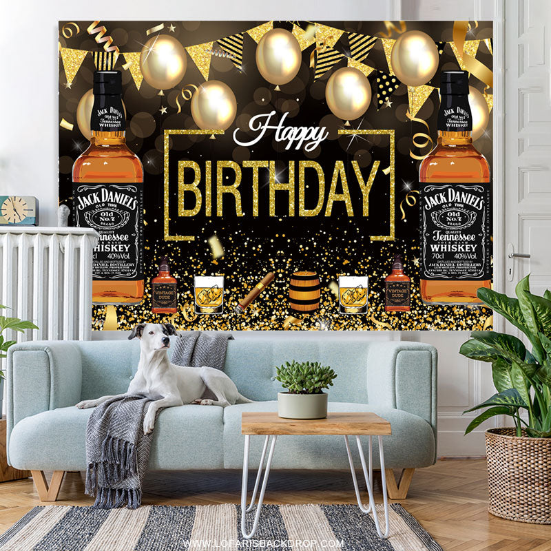 Lofaris Beer With Whiskey Balloon Flags Birthday Backdrop