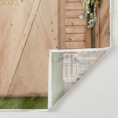 Lofaris Beige Wooden Door With White Flowers Wedding Backdrop