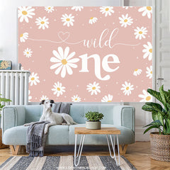 Lofaris Bellis Perennis Pink Theme Happy 1Th Birthday Backdrop