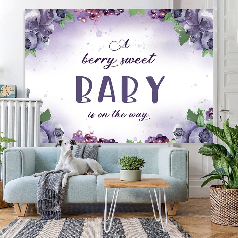 Lofaris Berry Sweet Baby On the Way Backdrop for Shower