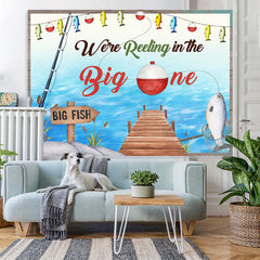 Lofaris Big Fish In The Water Theme Happy 1St Birthday Backdrop