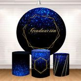 Lofaris Black And Blue Facula Round Graduation Backdrop Kit