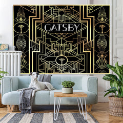 Lofaris Black And Gold Abstract Graphics Birthday Backdrop