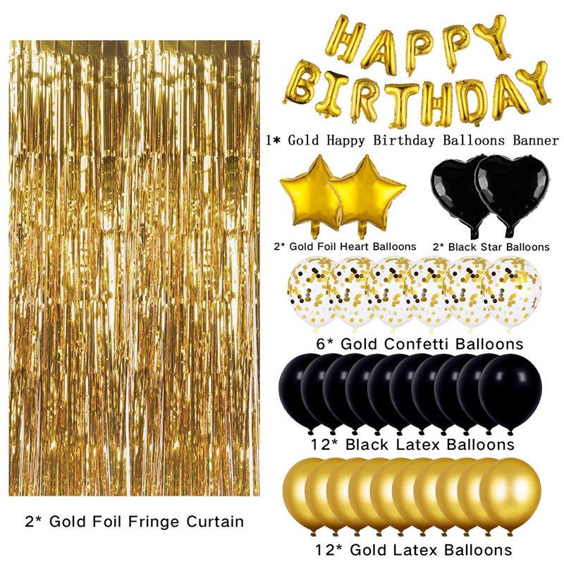 Lofaris Black and Gold Balloons Happy Birthday Party Decorations