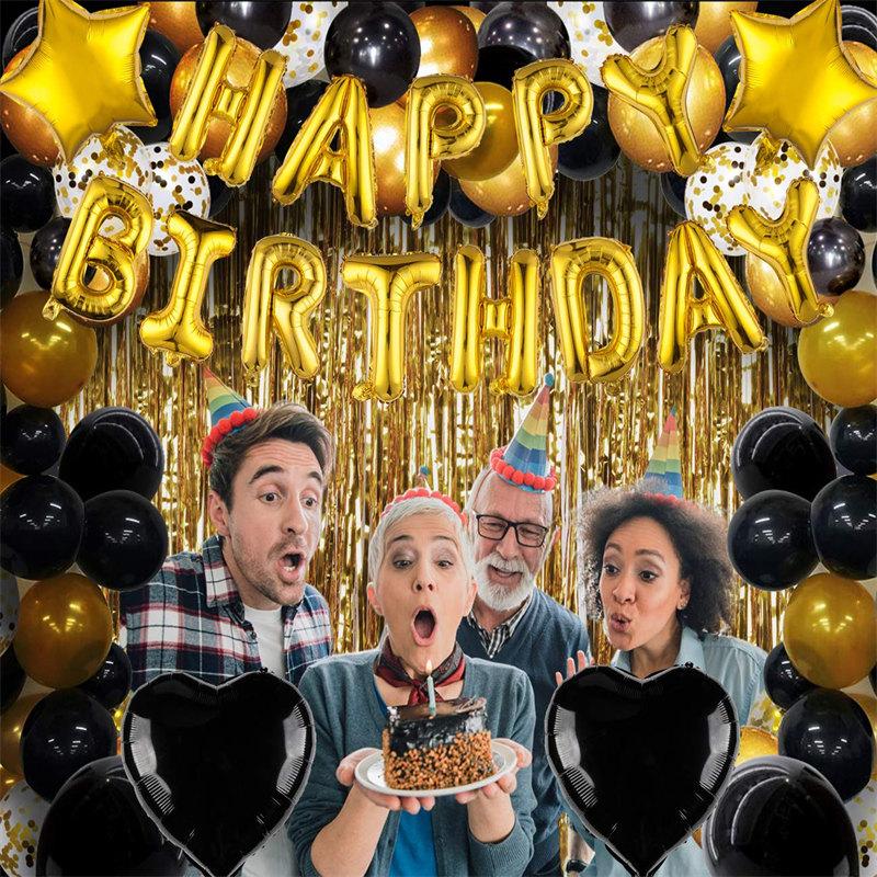 Lofaris Black and Gold Balloons Happy Birthday Party Decorations