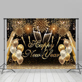 Lofaris UK Black And Gold Spark Balloon Happy New Year Backdrop