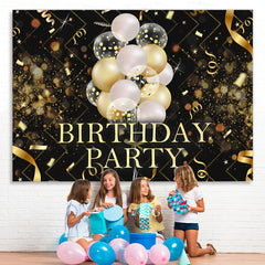 Lofaris Black and Golden Balloon Bokeh Birthday Party Backdrop