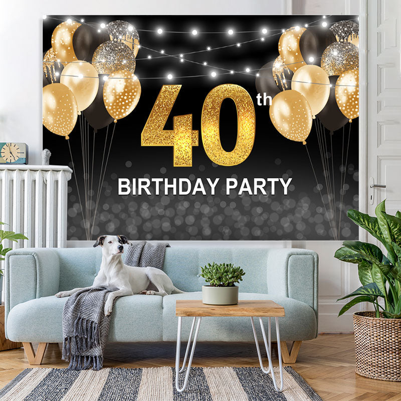 Lofaris Black and Golden Balloons 40th Birthday Party Backdrop