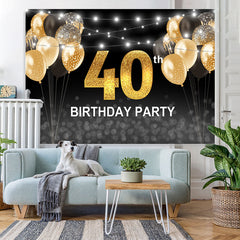Lofaris Black and Golden Balloons 40th Birthday Party Backdrop