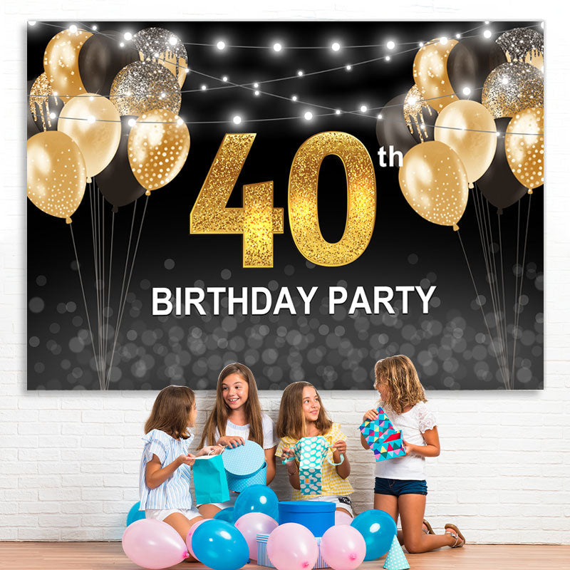 Lofaris Black and Golden Balloons 40th Birthday Party Backdrop