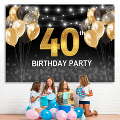 Lofaris Black and Golden Balloons 40th Birthday Party Backdrop