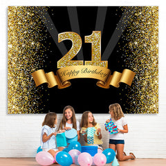 Lofaris Black and Golden Bokeh Happy 21Th Birthday Backdrop