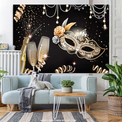 Lofaris Black And Golden Champagne Mask Gorgeous Backdrop