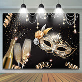 Lofaris Black And Golden Champagne Mask Gorgeous Backdrop