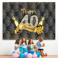 Lofaris Black And Golden Happy 40Th Birthday Dots Backdrop