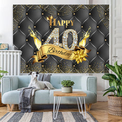 Lofaris Black And Golden Happy 40Th Birthday Dots Backdrop