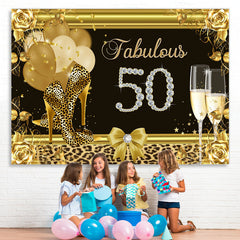 Lofaris Black and Golden High Heel Happy 50Th Birthday Backdrop
