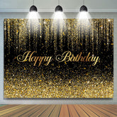 Lofaris Black And Golden Many Ribbons Happy Birthday Backdrop