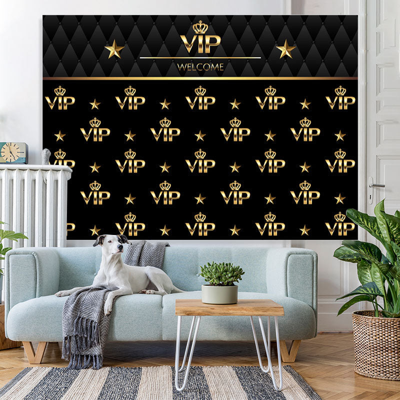 Lofaris Black And Golden Welcome Vip Happy Birthday Backdrop