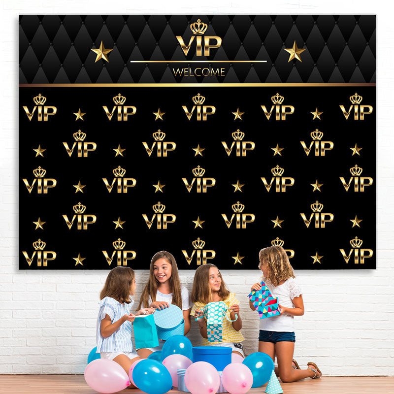 Lofaris Black And Golden Welcome Vip Happy Birthday Backdrop