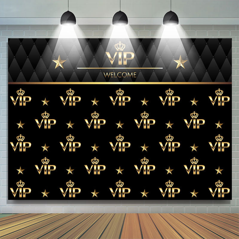 Lofaris Black And Golden Welcome Vip Happy Birthday Backdrop
