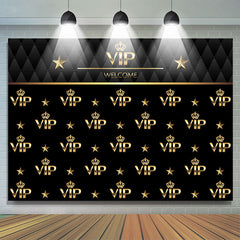 Lofaris Black And Golden Welcome Vip Happy Birthday Backdrop