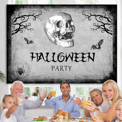 Lofaris Black And Grey Skull Theme Backdrop For Halloween Party