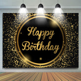 Lofaris Black And Light Brown Circle Happy Birthday Backdrop