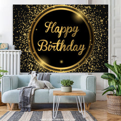 Lofaris Black And Light Brown Circle Happy Birthday Backdrop
