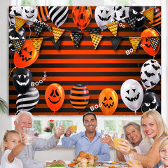 Lofaris Black And Orange Striped Halloween Balloon Backdrop
