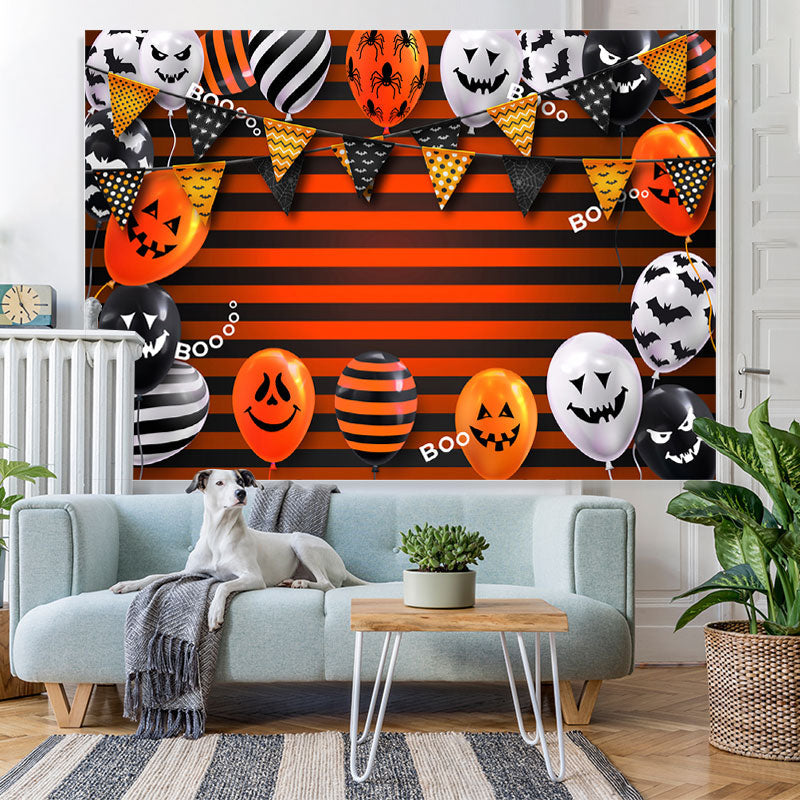 Lofaris Black And Orange Striped Halloween Balloon Backdrop