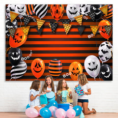 Lofaris Black And Orange Striped Halloween Balloon Backdrop