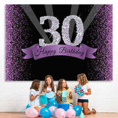 Lofaris Black and Purple Bokeh Diamond 30th Birthday Backdrop