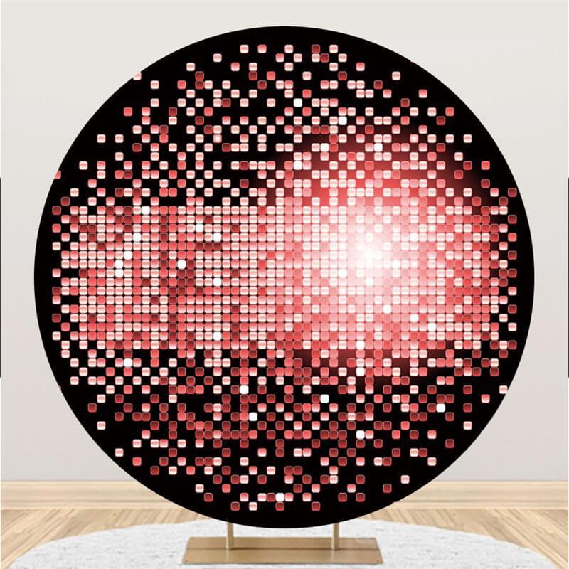 Lofaris Black And Red Glitter Round Happy Birthday Backdrop