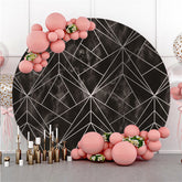 Lofaris Black And Silver Geometric Patterns Round Backdrop