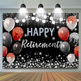 Lofaris Black And Silver Happy Retirment Balloons Backdrop