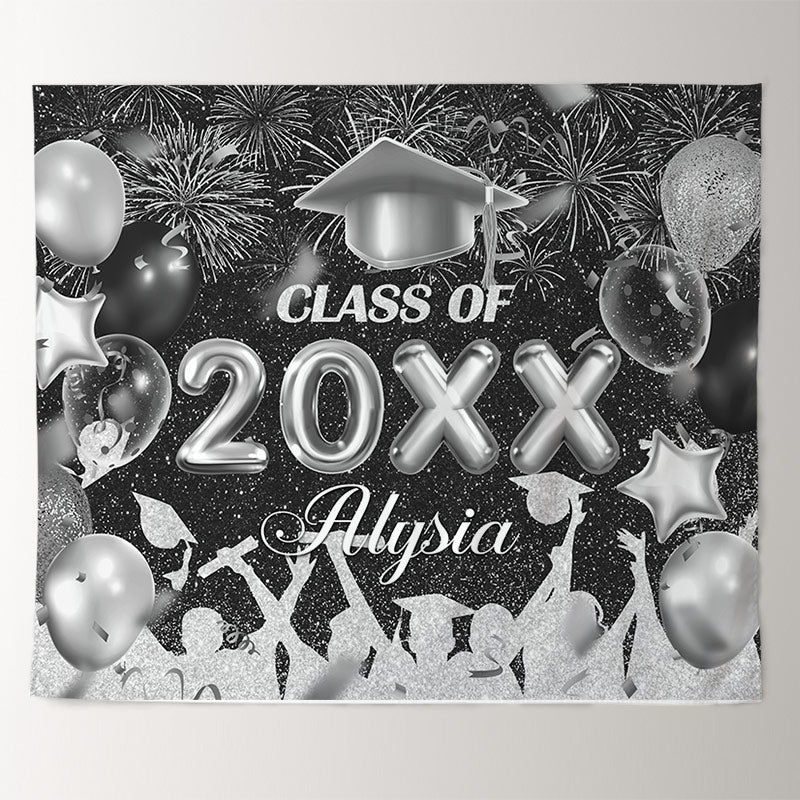 Lofaris Black And Silver Glitter Graduation Backdrop